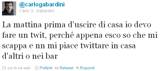 Carlo Gabardini su Twitter