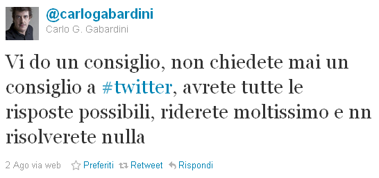 Carlo Gabardini su Twitter