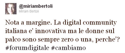 tweet di Miriam Bertoli #forumdigitale